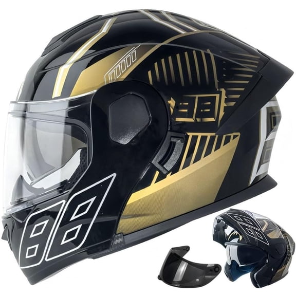 Modular Motorcycle Helmet DOT Certified - Dual Visor Lightweight ABS Shell Aerodynamic Ventilation Quick-Release Washable Liner for Adults Men Women