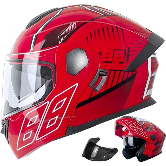 Modular Motorcycle Helmet DOT Certified - Dual Visor Lightweight ABS Shell Aerodynamic Ventilation Quick-Release Washable Liner for Adults Men Women