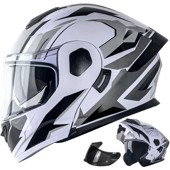 Modular Motorcycle Helmet DOT Certified - Dual Visor Lightweight ABS Shell Aerodynamic Ventilation Quick-Release Washable Liner for Adults Men Women