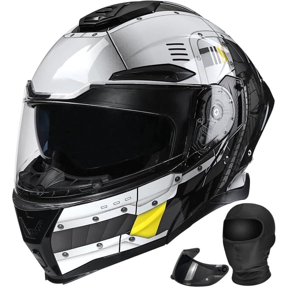 Modular Motorcycle Helmet with Dual Visor, Aerodynamic Ventilation, High-Density EPS, Removable Lining, ECE Certified for Adults Men Women, Sizes M-3XL