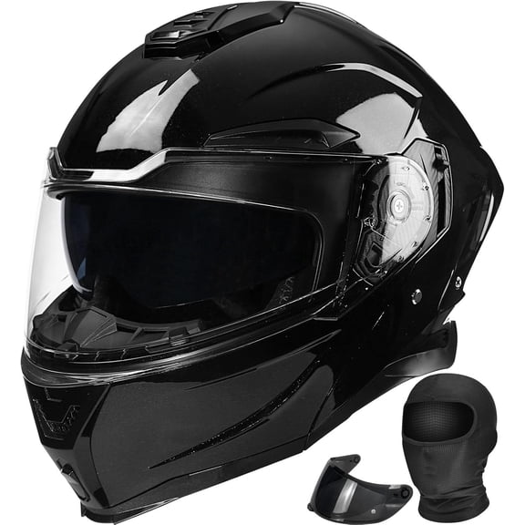 Modular Motorcycle Helmet with Dual Visor, Aerodynamic Ventilation, High-Density EPS, Removable Lining, ECE Certified for Adults Men Women, Sizes M-3XL