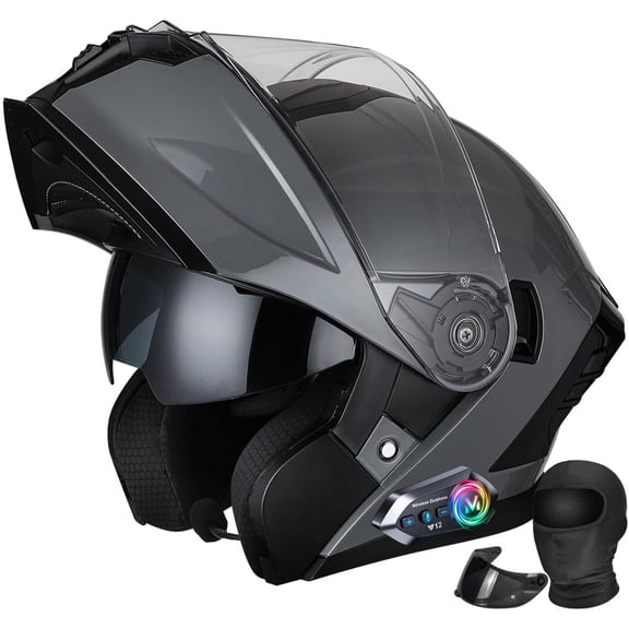 Modular Motorcycle Helmet with Dual Visor, Aerodynamic Ventilation, High-Density EPS, Removable Lining, ECE Certified for Adults Men Women, Sizes M-3XL