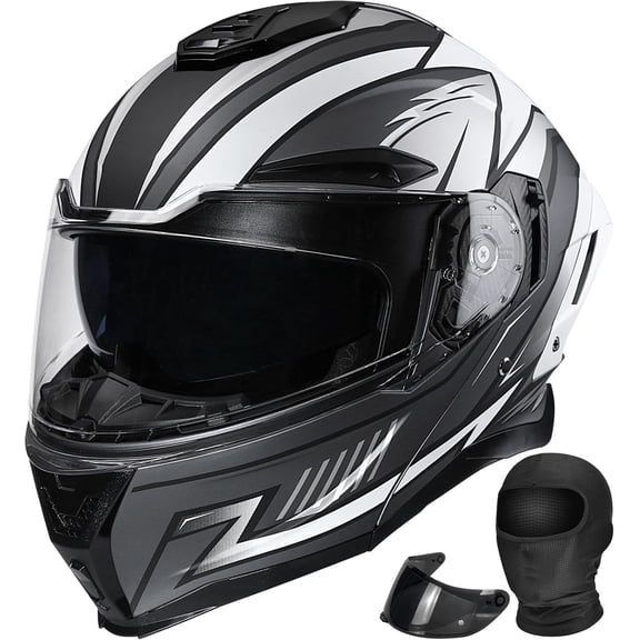 Modular Motorcycle Helmet with Dual Visor, Aerodynamic Ventilation, High-Density EPS, Removable Lining, ECE Certified for Adults Men Women, Sizes M-3XL