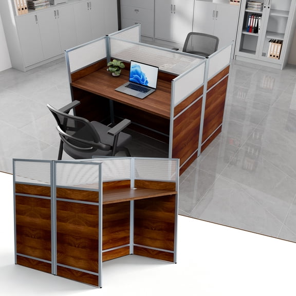 Modular Office Cubicle Desk with Privacy Panel & Cable Management,2 Person Office Cubicle Workstation,Staff Cubicle Desk for Open Offices,School,Call Centers 47.2in