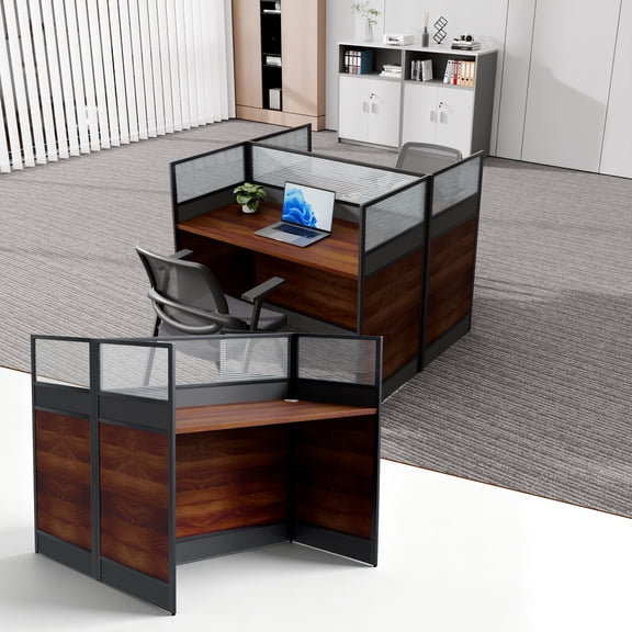 Modular Office Cubicle Desk with Privacy Panel & Cable Management,2 Person Office Cubicle Workstation,Staff Cubicle Desk for Open Offices,School,Call Centers 47.2in