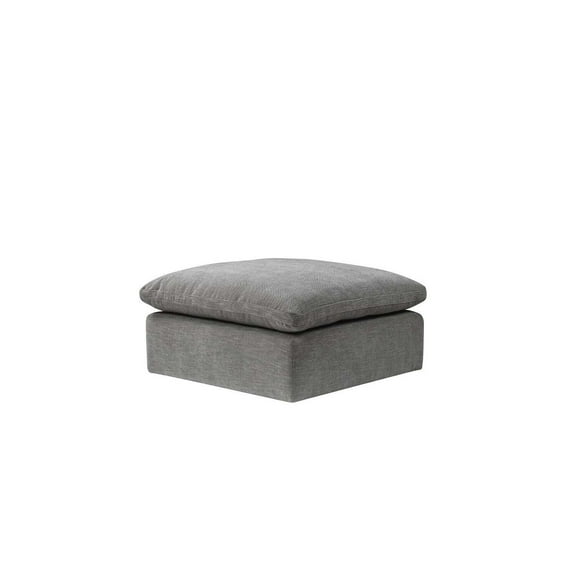 Modular Ottoman - Large Square Storage Footrest - Gray Linen