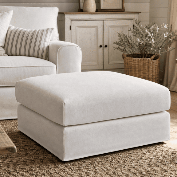 Modular Ottomans Sofa, Cloud Couch for Living Room, Deep Seat Ottomans, White