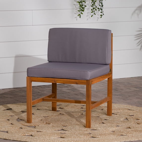 Modular Outdoor Brown Acacia Wood Armless Chair by Manor Park