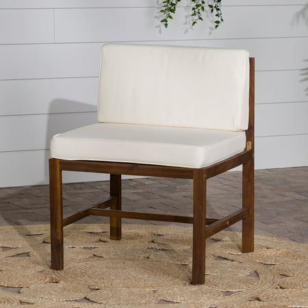Modular Outdoor Dark Brown Acacia Wood Armless Chair by Manor Park