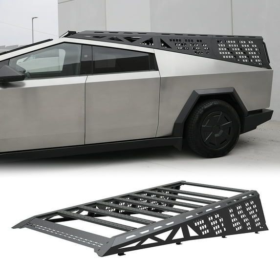 Overland Bed Rack Roll Bar for 2024 2025 Tesla Cybertruck,Modular Overland Bed Rack Front+Mid+Rear