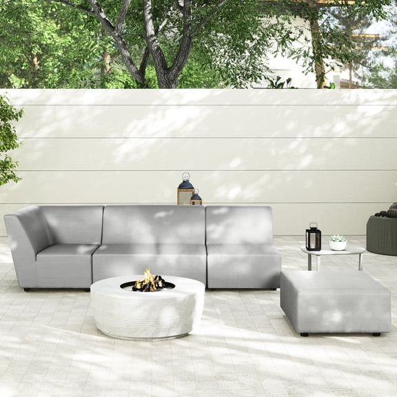 Modular Patio Corner Chair, 34", Gray - Customizable And Stylish Outdoor Seating Solution 34" Upholstered Addition