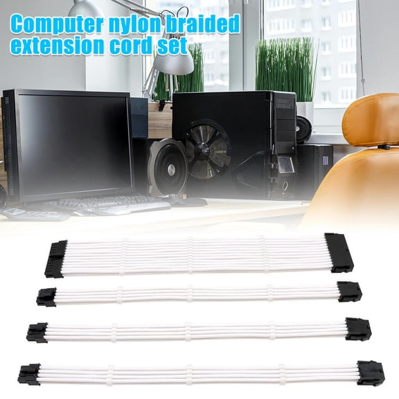 Modular Power Supply Office Extension White UL1015 18AWG ATX EPS PCI-E With Combs Fiber Braided Portable PSU Sleeved Cable
