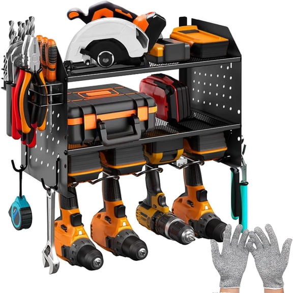 Modular Power Tool Organizer, 3 Layer Wall Mount 6 Drills Holder, Efficient Garage Tool Storage Solution, Gifts for Men (6 Drill Holders)