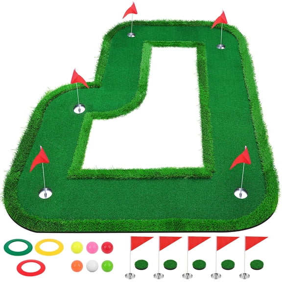 Modular Putting Green Set With Holes, Putting Practice Machine, Green Golf Practice Mat, Mini Golf Green, Portable Indoor Practice Mat for Home and Office