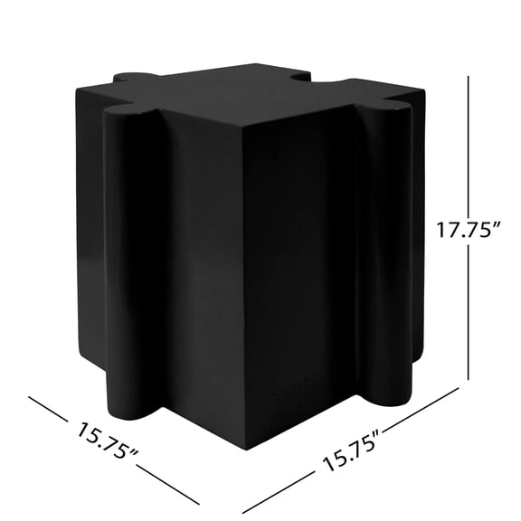 Modular Puzzle Art Side Table for Indoor Outdoor, Interlocking MGO Table with Convex Edge, Black, 15.75x15.75x17.75 Inches, Buy Singles or Combine for Custom Layouts