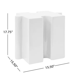 Modular Puzzle Art Side Table for Indoor Outdoor, 15.5 White MGO Table, Combine for Custom Layouts, Space Saving Side Table for Patio Garden