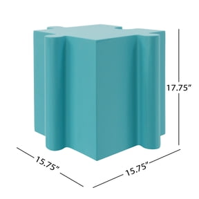 Modular Puzzle Side Table for Indoor & Outdoor, Light Blue MGO Table, 15.75 Square, Combine Multiple for Custom Layouts