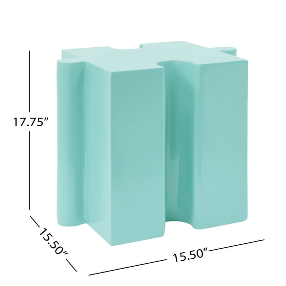 Modular Puzzle Side Table for Outdoor Patio, Light Green MGO Table - Combine for Custom Layouts, 15.5x15.5x17.75 inches, Space Saving