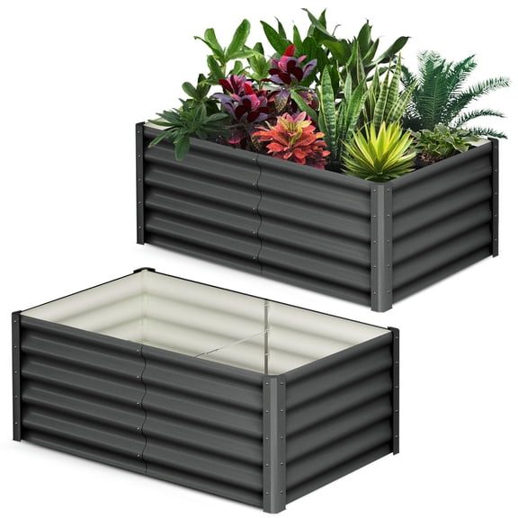 Modular Raised Garden Bed Kit – Galvanized Metal Construction with Anti-Corrosion Protection – Easy to Assemble and Expand – Great for Outdoor Vegetable, Herb and Flower Gardening