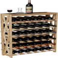 Modular Real Wood Wine Storage Racks Stackable Free Standing Floor