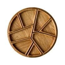 Modular Round Serving Platter Wood Tray with 8 Detachable Compartments for Fruits Nuts Meats Dips Snack Storage Party Appetizer Dessert Home Decor Kitchen Living Room Coffee Table