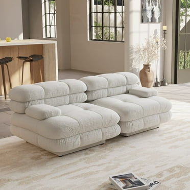 LovingAHome Convertible Sectional Sofa Modular Couch,Modern Velvet Sofa for Living Room,Apartment and Small Space,2-Seat Sofa,Beige