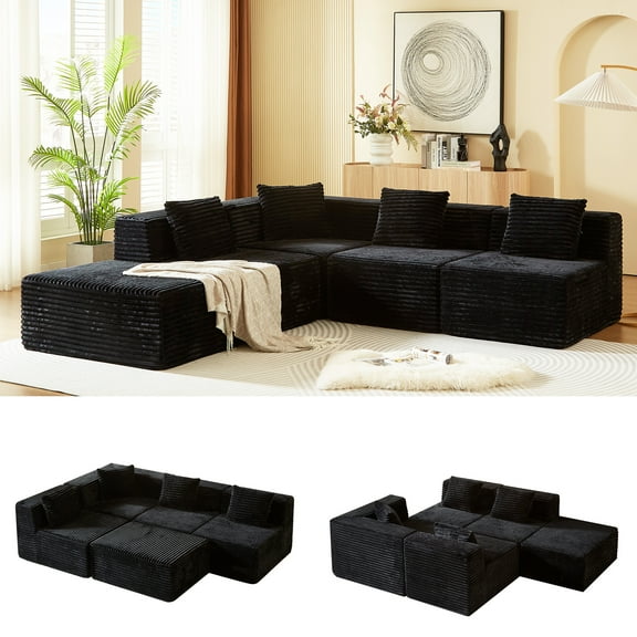 Modular Sectional Couches for Living Room with Deep Seat, L-Shape Cloud Sofa Couch, High Density Memory Foam, Boneless Upholstered Couches, Easy Assembly