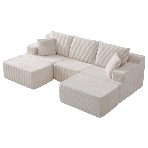 Modular Sectional Couches for Living Room, Deep Seat Compression Sofa with High-Density Memory Foam, Boneless Upholstered Couch