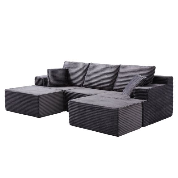 Modular Sectional Couches for Living Room, Deep Seat Compression Sofa with High-Density Memory Foam, Boneless Upholstered Couch