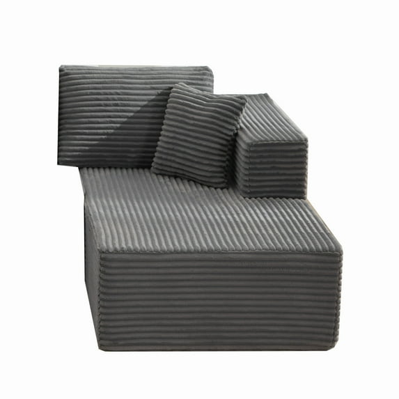 Modular Sectional Couches for Living Room: Right Facing Chaise Longue (Gray)