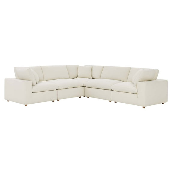 Modular Sectional Deep Sofa Set, Beige, Fabric, Modern Contemporary, Living Lounge Cafe Room Hotel Lobby Hospitality