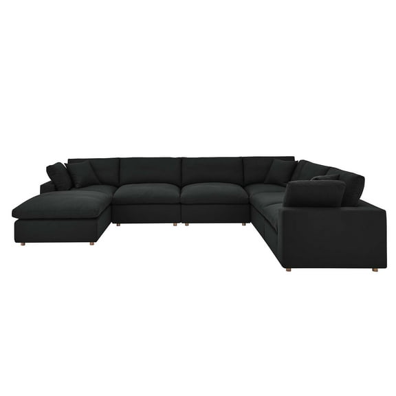 Modular Sectional Deep Sofa Set, Black, Fabric, Modern Contemporary, Living Lounge Cafe Room Hotel Lobby Hospitality