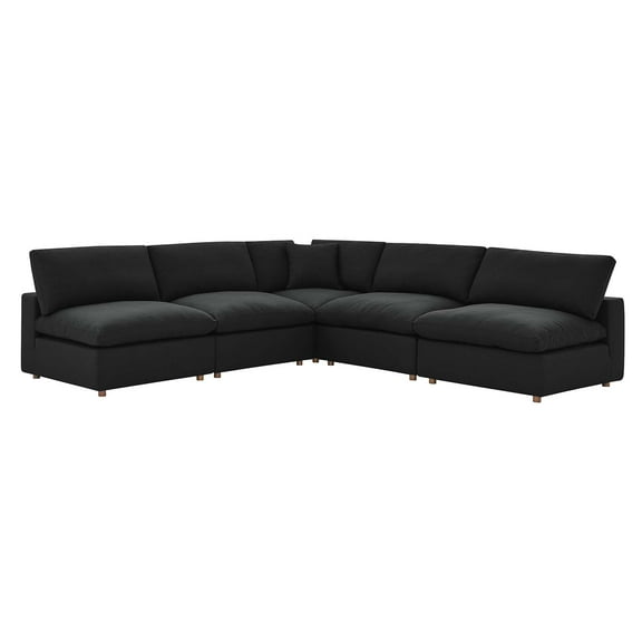 Modular Sectional Deep Sofa Set, Black, Fabric, Modern Contemporary, Living Lounge Cafe Room Hotel Lobby Hospitality