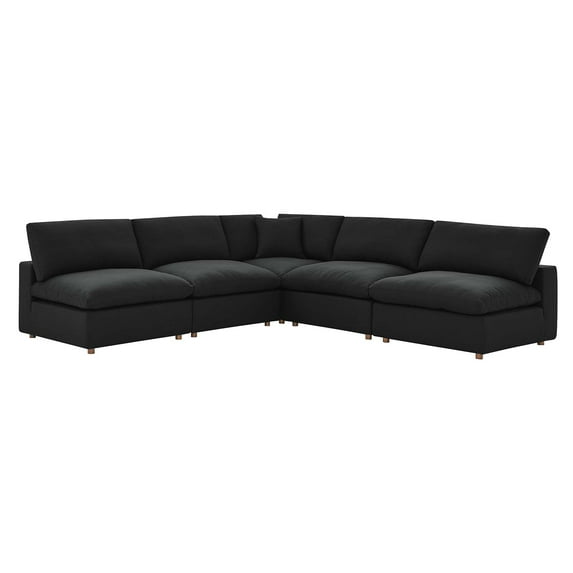 Modular Sectional Deep Sofa Set, Black, Fabric, Modern Contemporary, Living Lounge Cafe Room Hotel Lobby Hospitality