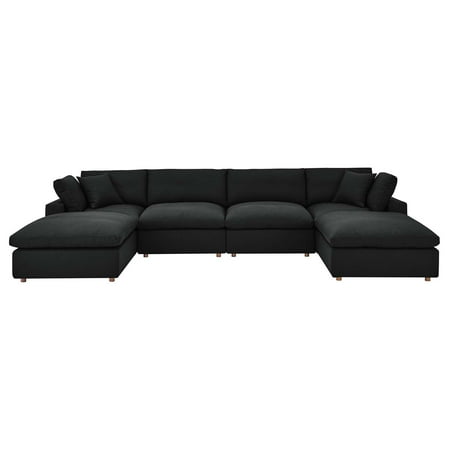 Modular Sectional Deep Sofa Set, Black, Fabric, Modern Contemporary, Living Lounge Cafe Room Hotel Lobby Hospitality