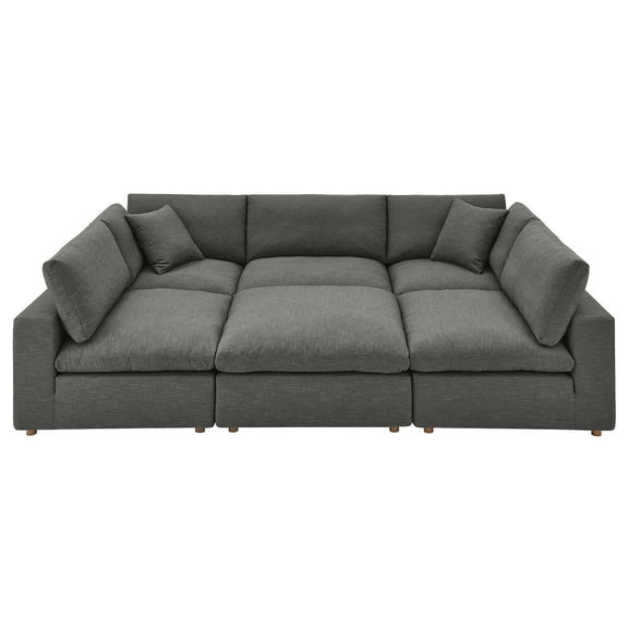 Modular Sectional Deep Sofa Set, Grey Gray, Fabric, Modern Contemporary, Living Lounge Cafe Room Hotel Lobby Hospitality