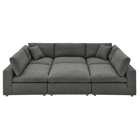 Modular Sectional Deep Sofa Set, Grey Gray, Fabric, Modern Contemporary, Living Lounge Cafe Room Hotel Lobby Hospitality