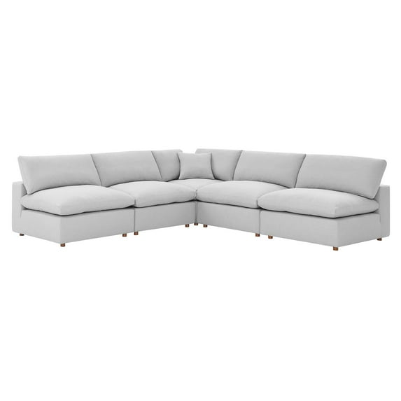 Modular Sectional Deep Sofa Set, Grey Gray, Fabric, Modern Contemporary, Living Lounge Cafe Room Hotel Lobby Hospitality