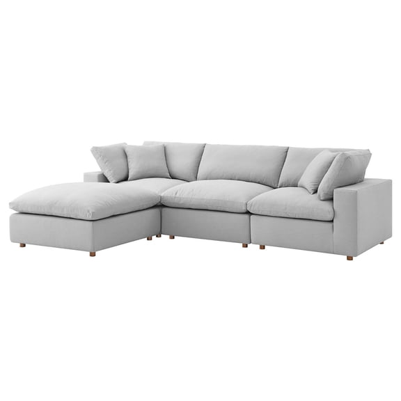 Modular Sectional Deep Sofa Set, Grey Gray, Fabric, Modern Contemporary, Living Lounge Cafe Room Hotel Lobby Hospitality
