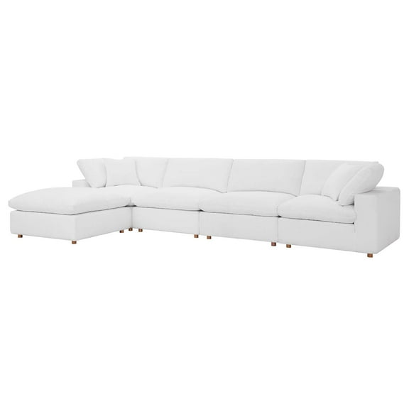 Modular Sectional Deep Sofa Set, White, Fabric, Modern Contemporary, Living Lounge Cafe Room Hotel Lobby Hospitality