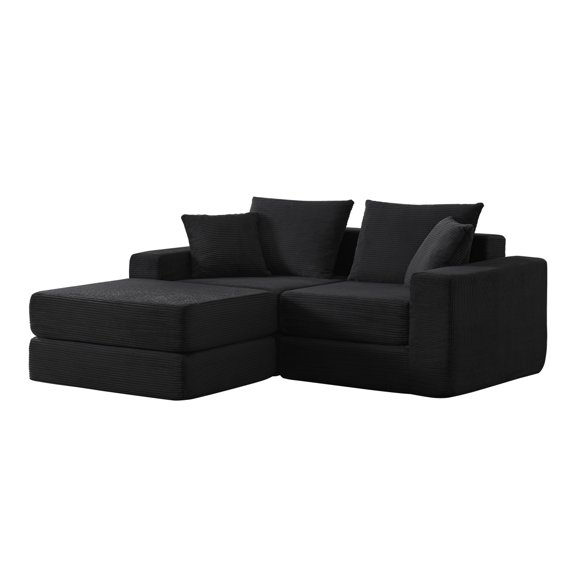 Modular Sectional Loveaeat Cloud Sofa, Boneless Couch with Non Slip Base, Cozy Sleeper Sofa for Customizable Living Spaces, Modern Modular Couch with L-Shape Chaise, Deep Seat & No Assembly