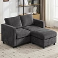 thumbnail image 1 of Modular Sectional Loveseat Sofa with Storage, Comfy Office L Shaped Sofa Couch, Chenille Love Seat Modular Sectional Couch with Movable Ottoman for Living Room, Bedroom,Dark Grey, 1 of 6