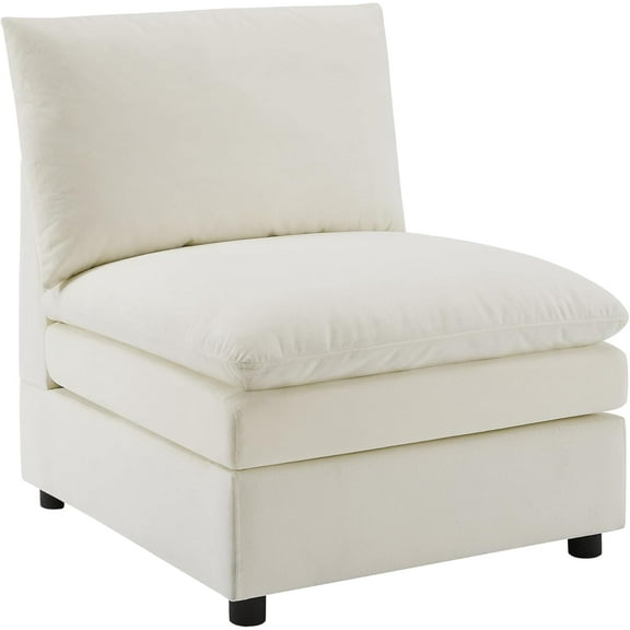 Modular Sectional Middle Seat, Sofa Armless Couch Module for Sofa Set, Ivory White