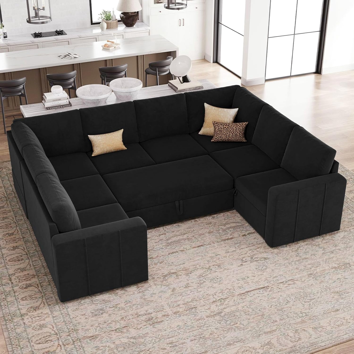 Modular Sectional Sleeper Sofa with Pull Out Couch, L Shaped Sleeper ...