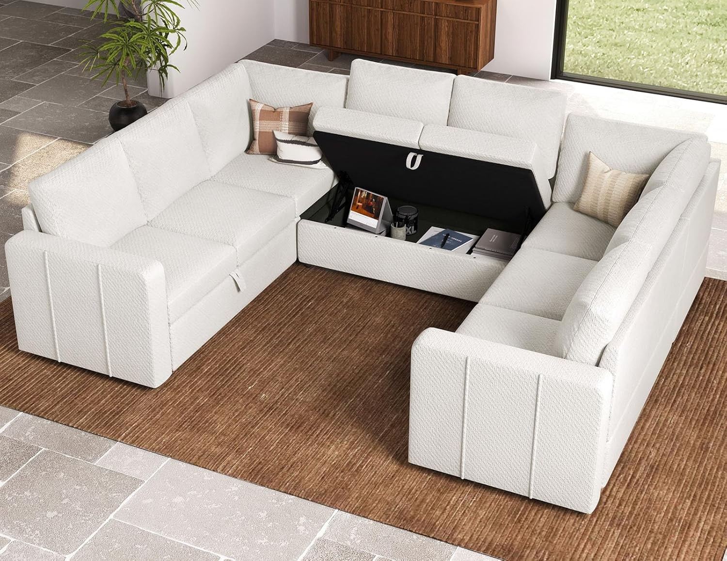 Modular Sectional Sleeper Sofa with Pull Out Couch, L Shaped Sleeper ...
