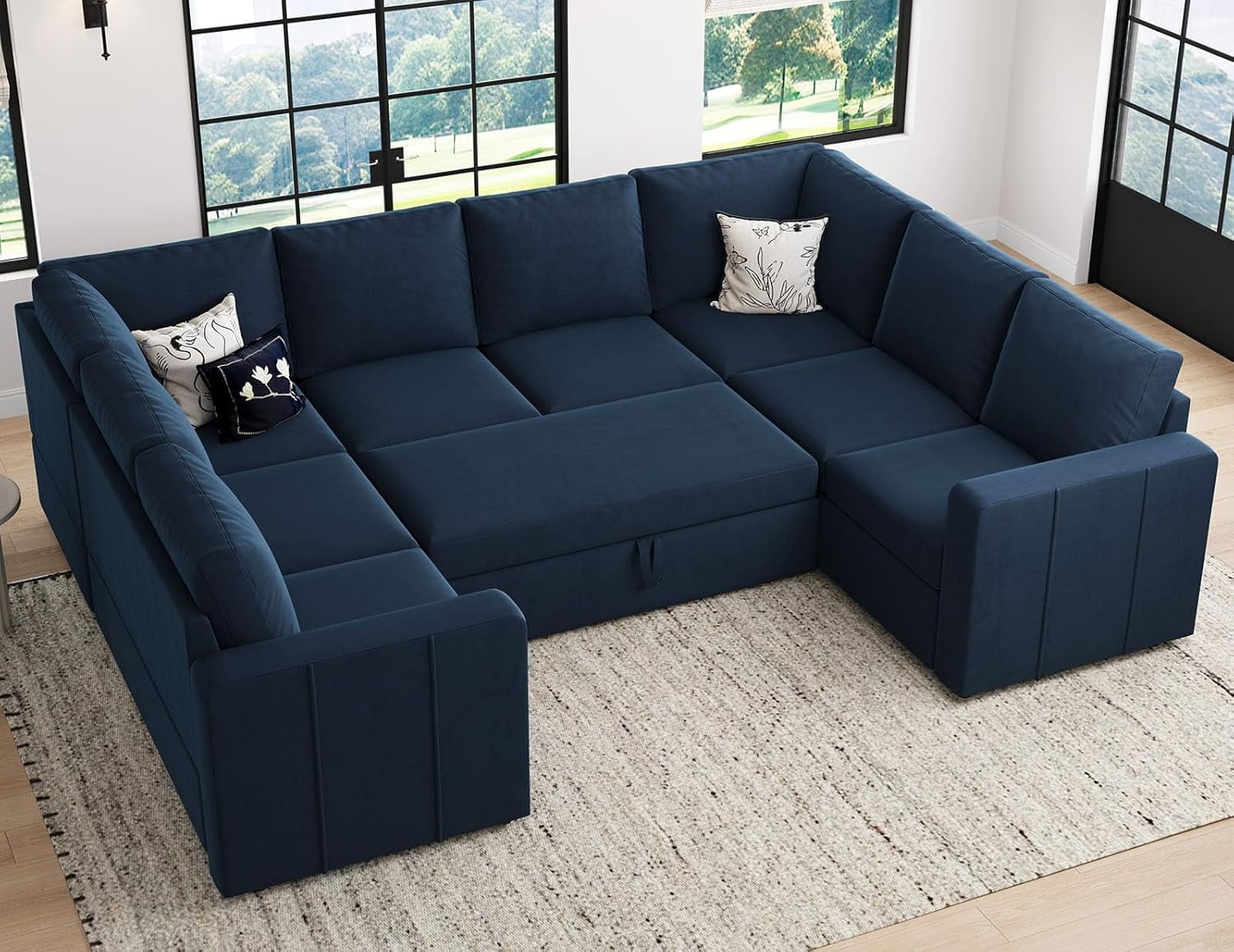 Modular Sectional Sleeper Sofa with Pull Out Couch, U Shaped Sleeper ...