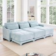 thumbnail image 1 of Modular Sectional Sofa 105'' Sleeper Sofa, High Density Foam & Ergonomic Support, Easy Assembly, Stain-Resistant,Chenille Fabric,Cloud Couch for Apartment Living Room - Sky Blue, 1 of 8