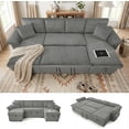 thumbnail image 1 of TiramisuBest 117'' Modular Sectional Sofa, Convertible Sleeper Sofa Bed with Pull Out Couch, Corduroy U Shaped Sectional Couches with Storage Chaise for Living Room Bedroom (Light Grey), 1 of 7