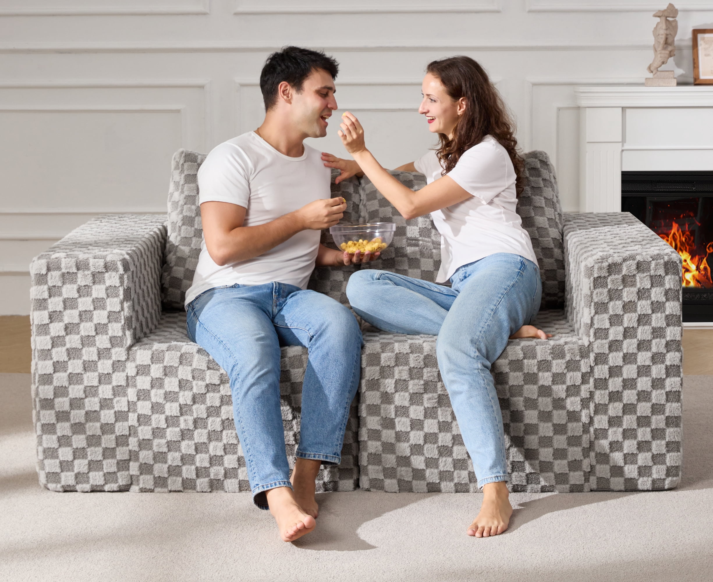 BYBYME Folding Sofa Bed, Convertible Floor Couch for Adults, Dark