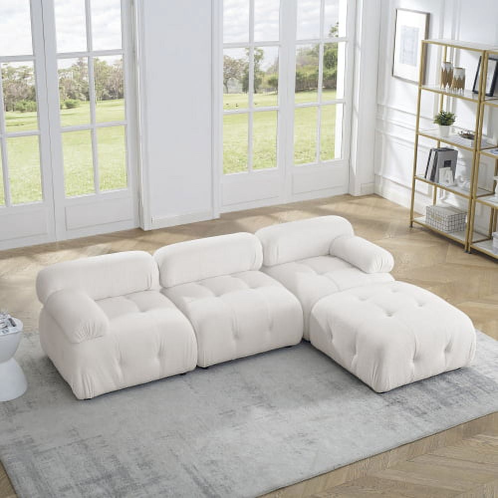 Modular Sectional Sofa, 4-Seat Sofa Teddy Fabric DIY Combination ...
